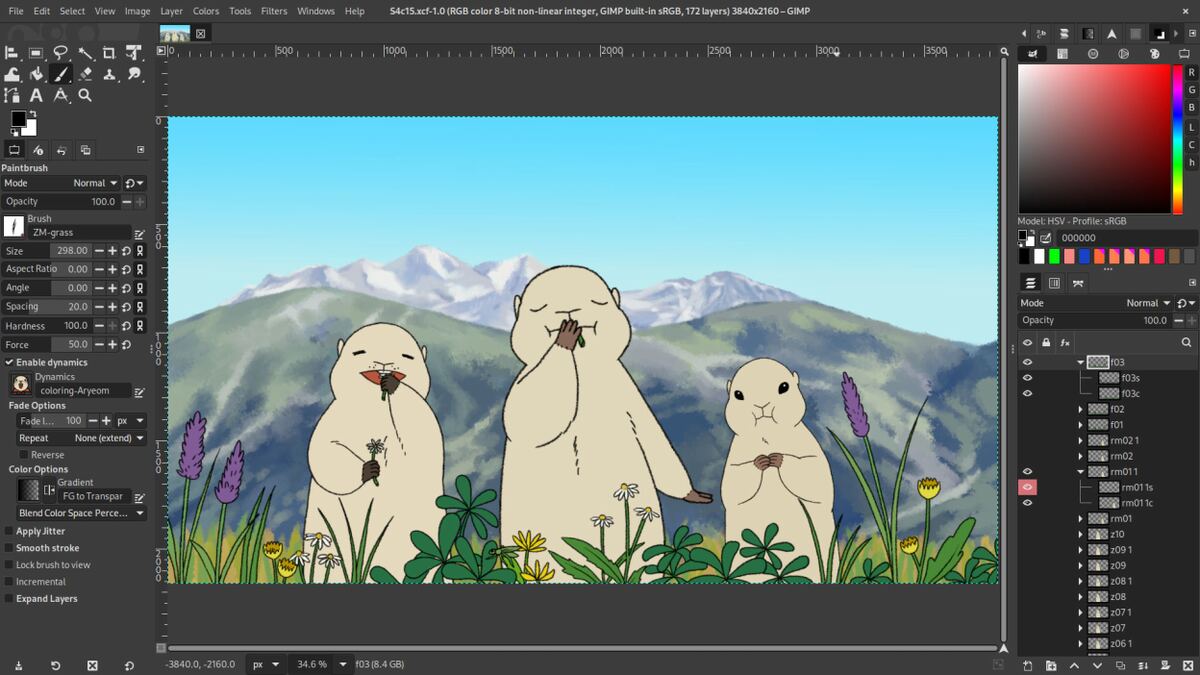 GIMP - ukázka rozhraní